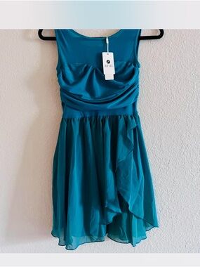 Eiffel Teal Sleeveless Chiffon Cocktail Dress